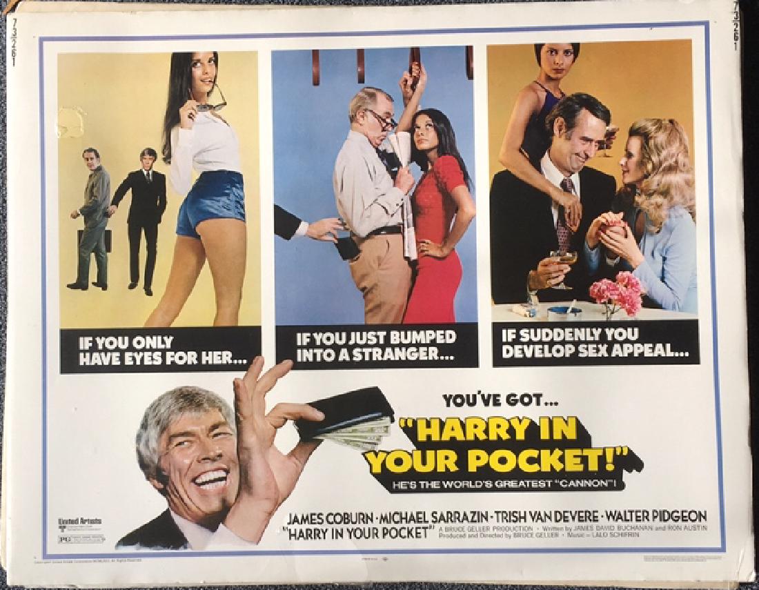 HARRY IN YOUR POCKET: Starring James Colurn, Michael Sarrazin, Trish Van Devere, directed by Bruce Geler. Dated 1972 United Artist. After working as a two-man team for years, older pickpockets Harry (James Coburn) and Case