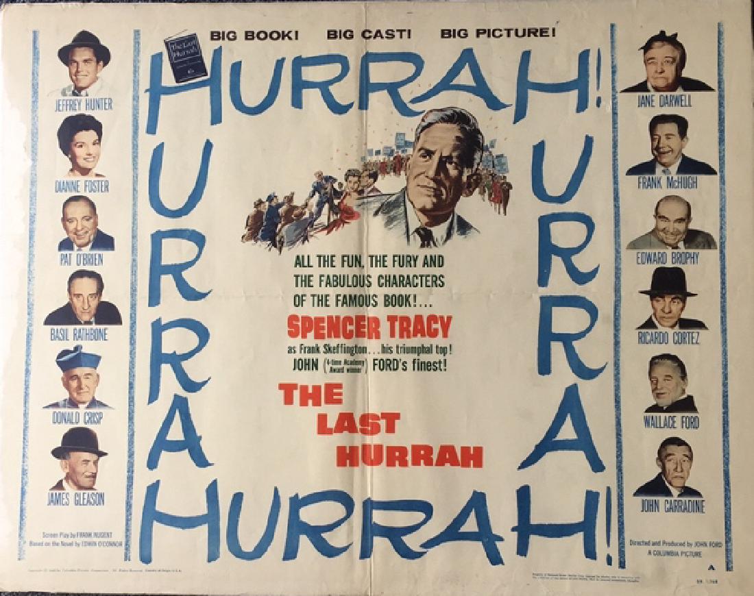 THE LAST HURRAH: Dated 1958, Columbia Picture Corp, Number 58/368 Spencer Tracy, Basil Rathbone, Directed by John Ford. Based on the novel by Edwin O'Connor, this political drama focuses on Frank Skeffington (Spencer