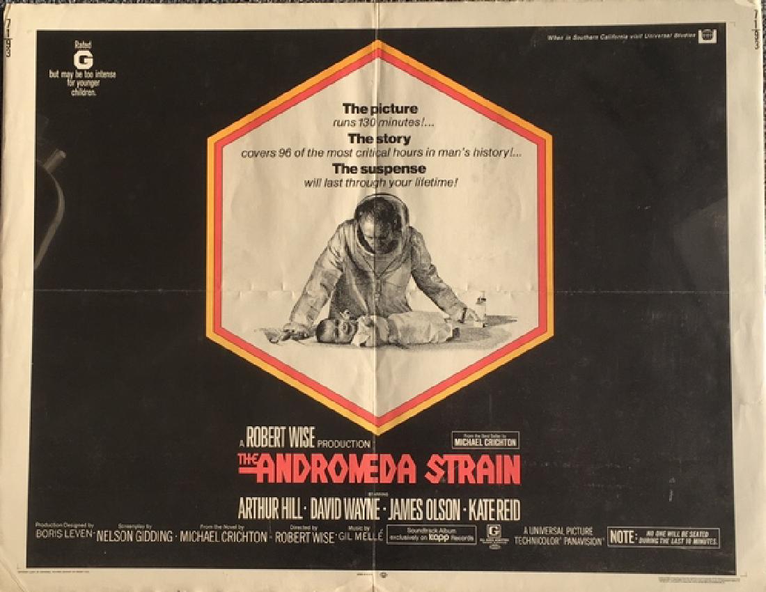 THE ANDROMEDA STRAIN: Dated 1971, Universal Pictures, 71/93 Arthur Hill, Directed by Robert Wise. Title: The Andromeda Strain. Medium: Poster. Size: 22 X 28 in. Unframed.