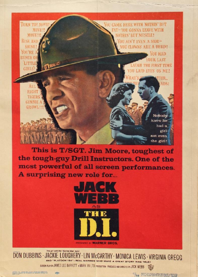 THE D I: Drill Sgt. Jim Moore (Jack Webb) is known as one of the toughest in the military, and it's his job to turn boys into Marines. One of the recruits -- Pvt. Owens (Don Dubbins) -- proves problematic, and