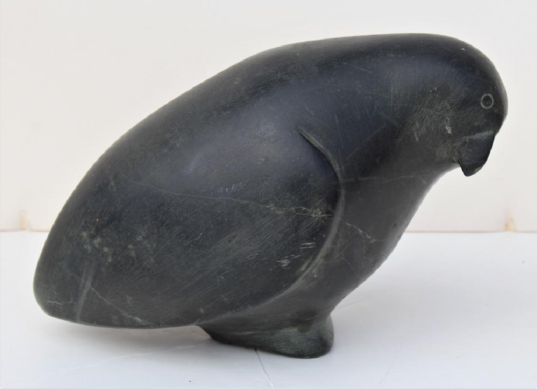 Inuit Sculpture ( Hawk): Writing on bottom possible museum information ?. Title: The Hawk. Size (in.): 5.5 X 8 x 4.5 Signature: Initials. Unframed.