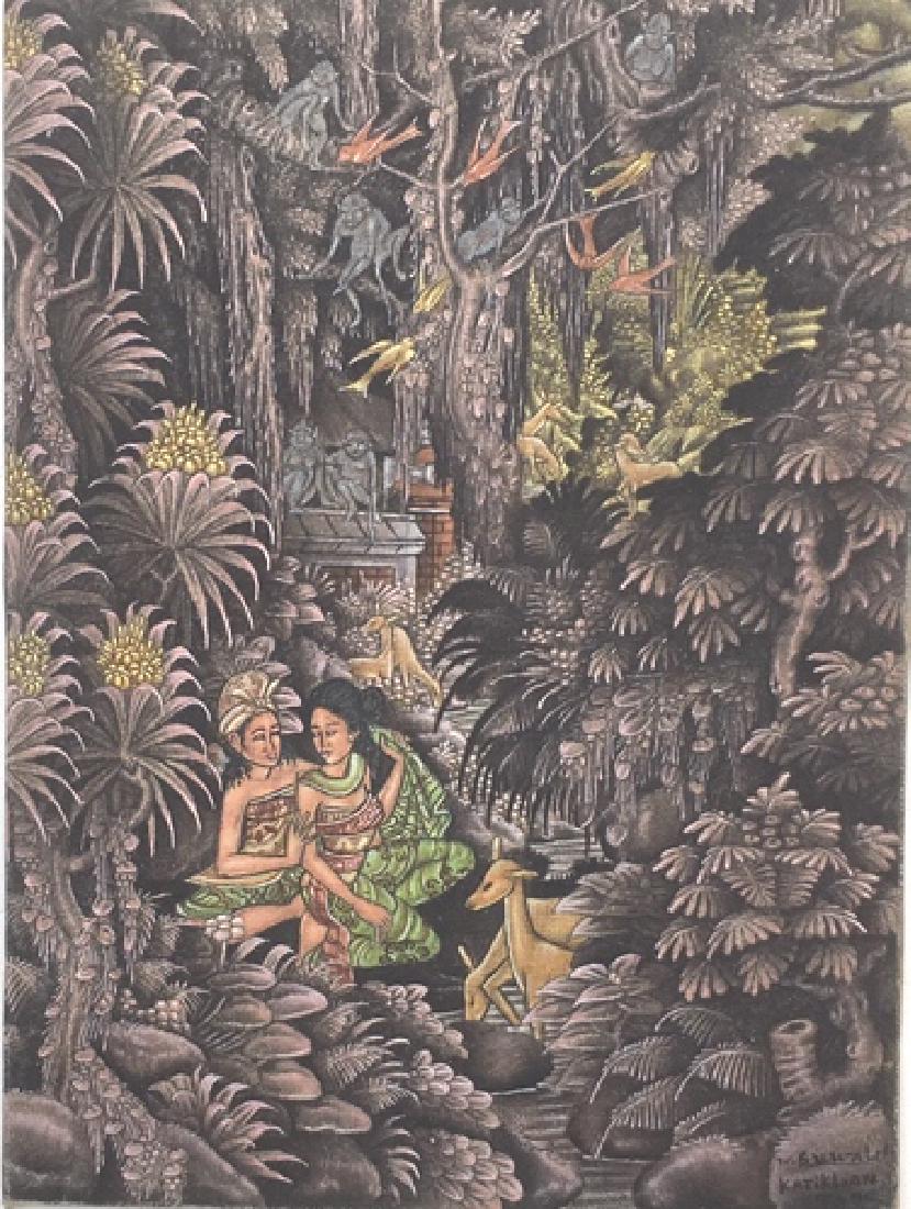 M. Sulal, Katiklantang Bali: On verso: 8a/ M. Sulal: Raja-Pala scene (Balinese Folklore). Katiklantang, Bali OIl on canvas. Title: M. Sulla: Raja-pala. Medium: Oil on Board. Size: 15 x 12 in. Signature: SLR. Artist: M. Sulal. Unf