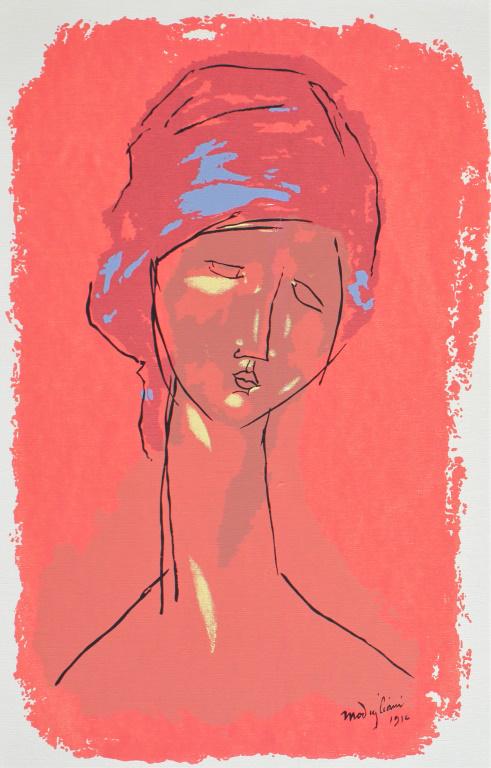 After Amedeo Modigliani: Signed and dated 1916. Title: The Girl. Medium: Lithograph on Canvas. Size: 30 X 23 in. Signature: SLR. Artist: After Amedeo Modigliani. Framed.