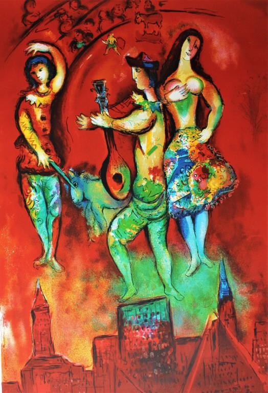 Marc Chagall (1887 - 1985): Violinist. Title: The Violinist. Medium: Lithograph. Size: 30 X 20.25 in. Signature: SLR. Artist: Marc Chagall (1887 - 1985). Framed.