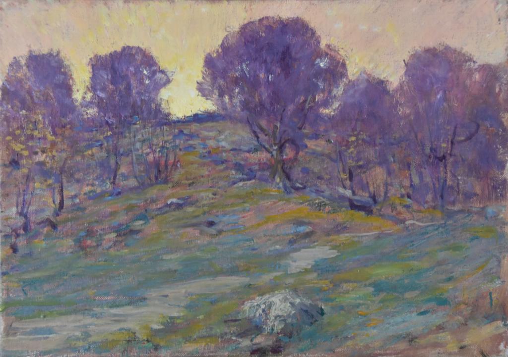 Harry Leslie Hoffman (1871/1874 - 1964): Harry Leslie Hoffman (1871/1874 - 1964). Verso : "The days retreat", Old Lyme dated 1907, signed on stretcher. Estate stamp on verso. Art Association for Harry Leslie Hoffman: American Watercolor Soci