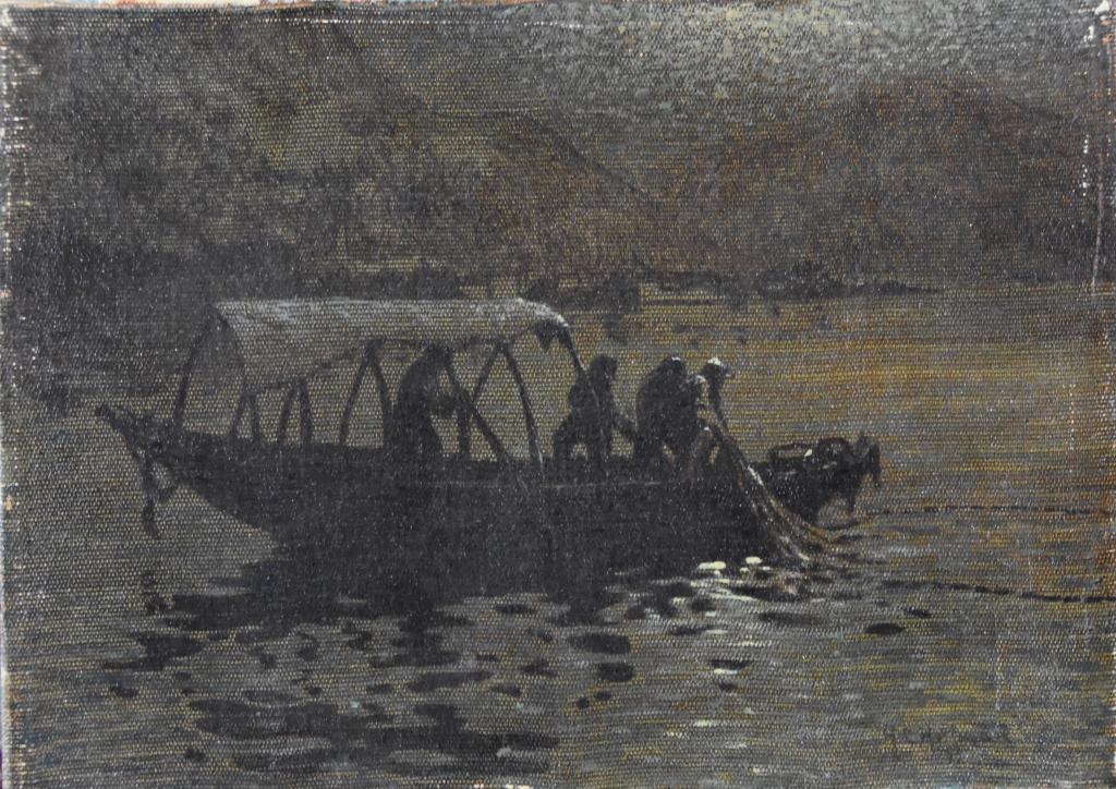 Harry Leslie Hoffman (1871/1874 - 1964): Harry Leslie Hoffman (1871/1874 - 1964). Fishermen. Early date lower right , Signature lower right. Estate stamp on verso. Art Association for Harry Leslie Hoffman: American Watercolor Society, Painte