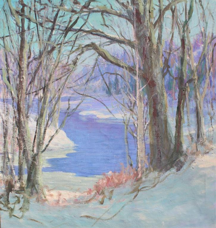 Harry Leslie Hoffman (1871/1874 - 1964): Harry Leslie Hoffman (1871/1874 - 1964). Connecticut river Trees in winter. Estate stamp on verso. Art Association for Harry Leslie Hoffman: American Watercolor Society, Painters in Watercolor Lyme Ar