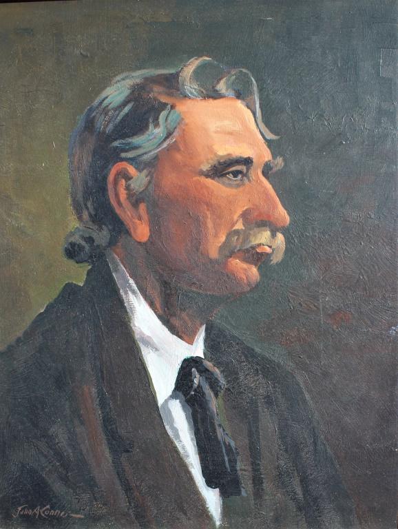 John Anthony Conner (1892 - 1971): John Anthony Conner (1892 - 1971). Portrait of a gentleman. Title: Portrait. Medium: Oil on Board. Size: 20 X 16 in. Signature: SLL. Artist: John Anthony Conner (1892 - 1971). Framed.