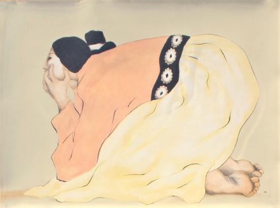 R C Gorman (1932 - 2005): R C Gorman (1932 - 2005). Color litho number 56/125 and signed by artist FR 45.75 X 35. Title: EL Choncho. Medium: Color Litho. Size: 22.25 X 30 in. Signature: SLR. Artist: R C Gorman (1932 - 2005). F