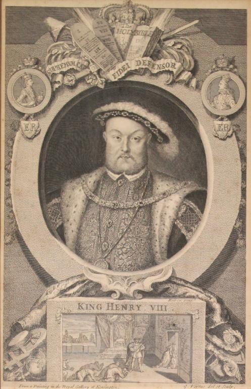 King Henry VIII: King Henry VIII. Engraving From a painting in the royal Gallery at Kensington" King Henry the Eighth. Frame size 19.75 x 15.25". Title: King Henry VIII. Medium: engraving. Size: 11 x 7 in. Signature: 