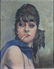 Illegible female portrait with cigarette