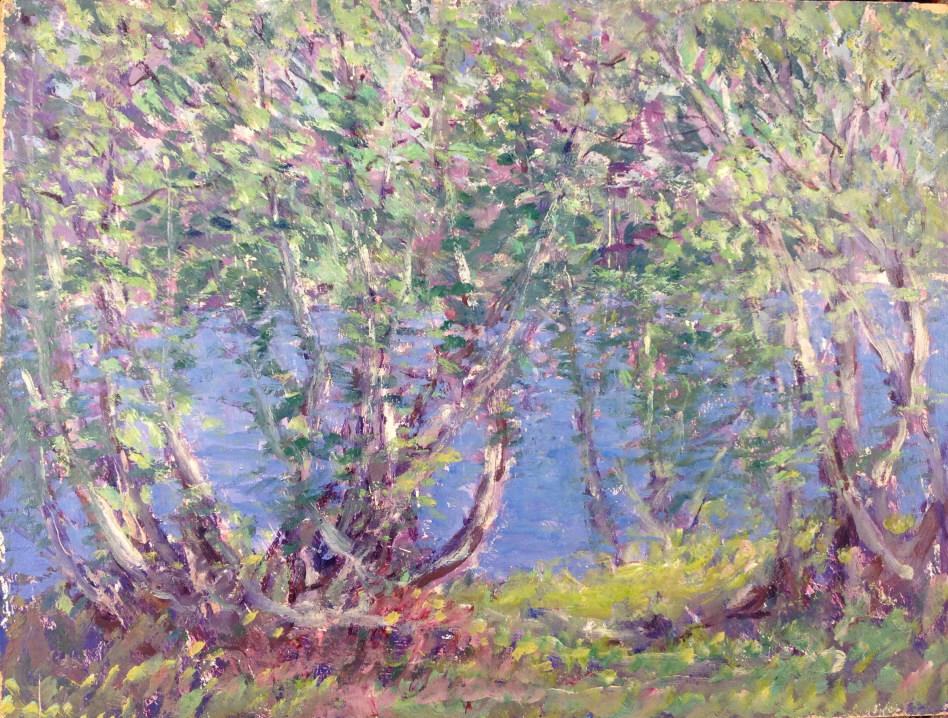 Harry Leslie Hoffman (1871/1874 - 1964): Harry Leslie Hoffman (1871/1874 - 1964). Title: River Landscape. Medium: Oil on Board. Size: 12 x 16 in. Signature: Estate stamp on verso. Artist: Harry Leslie Hoffman (1871/1874 - 1964). Unframed. Ar