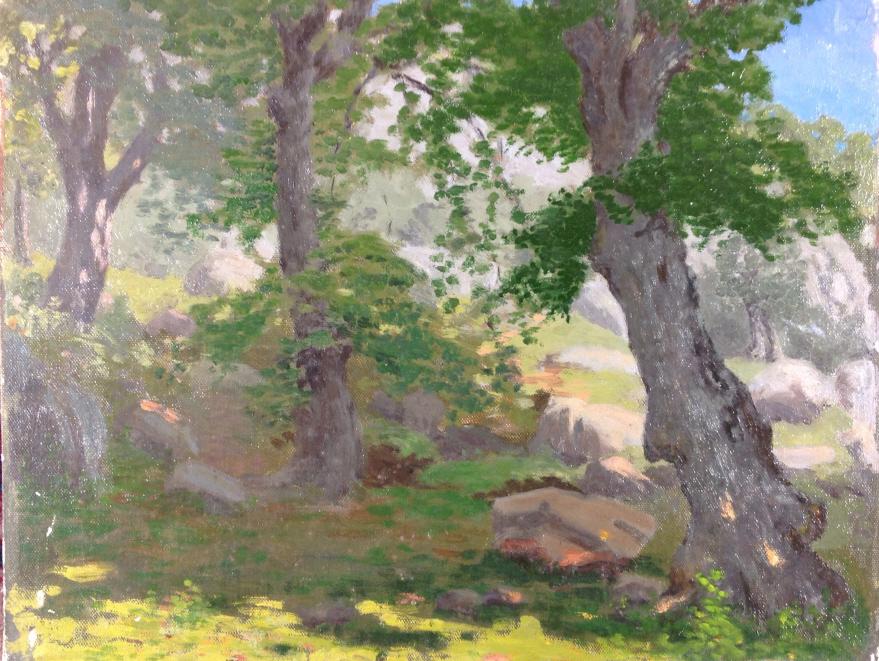 Harry Leslie Hoffman (1871/1874 - 1964): Harry Leslie Hoffman (1871/1874 - 1964). French stamp on board verso. Title: France. Medium: Oil on Board. Size: 10.75 x 13.75 in. Signature: Estate stamp on verso. Artist: Harry Leslie Hoffman (1871/