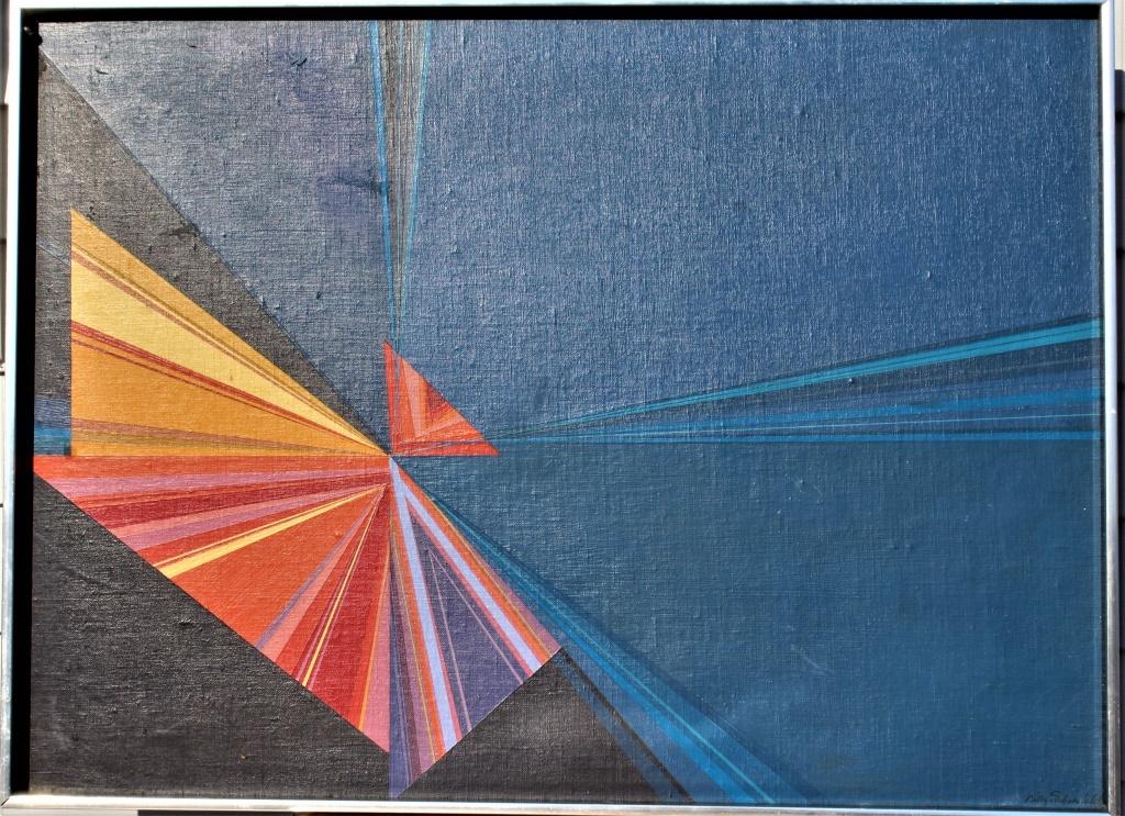 Billy Scholm????: Billy Scholm????. Sun burst. Title: Sunset. Medium: Oil on Board. Size: 22 X 29.5 (sight) in. Signature: SLR. Framed.
