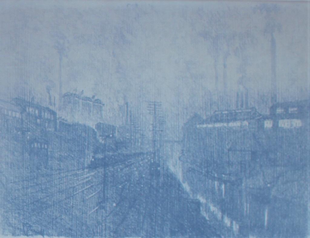 Joseph Pennell (1857 - 1926): Joseph Pennell (1857 - 1926). Smokestacks. Title: Smokestacks. Medium: Lithograph. Size: 17.75 X 25 in. Signature: Inscribed. Artist: Joseph Pennell (1857 - 1926). Framed.