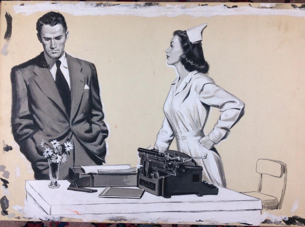 Harry Barton: Harry Barton. Edge to edge size: 15 x 22. Title: Evidence of another suitor. Medium: Watercolor. Size: 13.50 x 20 in. Signature: Estate stamp verso. Artist: Harry Barton. Unframed.