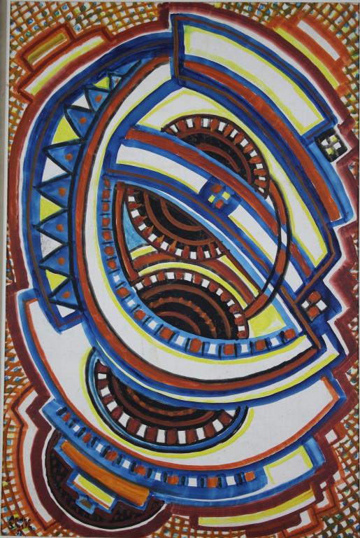 Jules Andre Smith (1880 - 1959): Jules Andre Smith (1880 - 1959). Collage. Title: Collage. Medium: Oil on masonite. Size: 36 x 24 in. Signature: SLR. Artist: J Andre Smith. Framed.