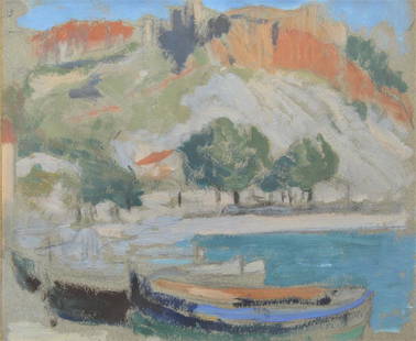 Yarnall Abbott, Cassis, France: Yarnall Abbott, Cassis, France. Two Exhibition labels on verso. Baltimore Water color club, twenty-seveth Exhibition, 1923. and, American water color society and New York Water Color club. Title: The