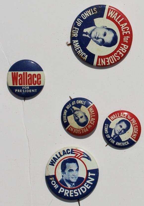 George Wallace- Lot of 5 presidential buttons (1 of 2)