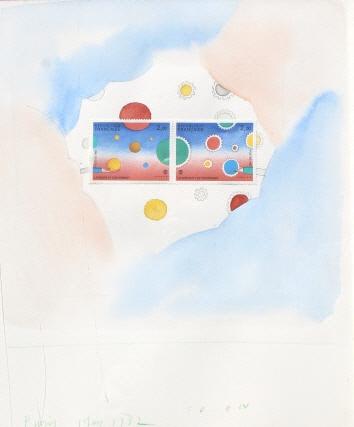 Jean-Michel Folon, Watercolor & collage, c1982 (1 of 6)