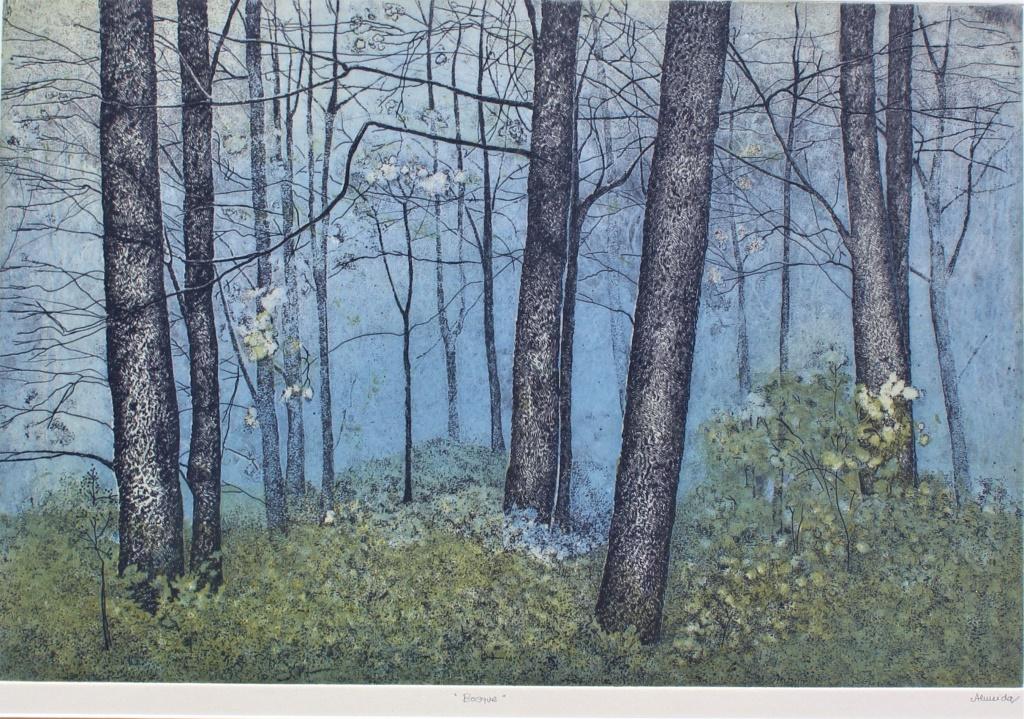 (Bosque) The Forest, colored Etching, illegible (1 of 6)