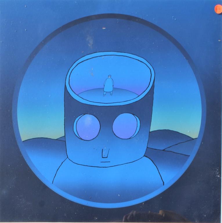 Jean-Michel Folon (1934 - 2005): Jean-Michel Folon (1934 - 2005). 1975, 65/75 edition FR 22.75 X 22.75. Title: Blue Man (L'Homme Bleu). Medium: Serigraph. Size: 19.5 X 19.5 in. Signature: SLR. Artist: Jean- Michael Folon. Framed.