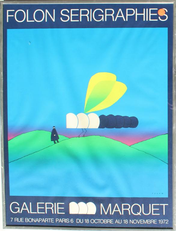 Jean-Michel Folon, Dragonfly, poster: Jean-Michel Folon, Dragonfly, poster. 1972. Title: Dragonfly. Medium: print/Poster. Signature: Unsigned. Artist: Jean-Michel Folon (1934 - 2005). Framed.