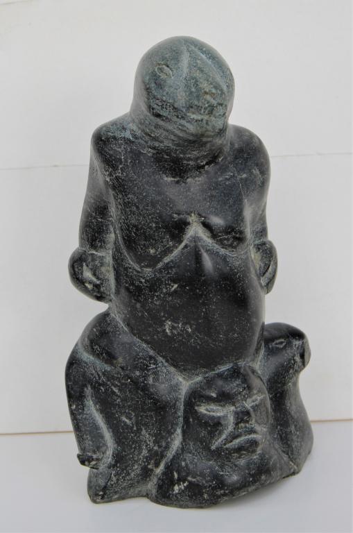 Inuit: Inuit. Title: Inuit Totem. Medium: Sandstone. Size: 9 x 5 X 4 in. Unframed.