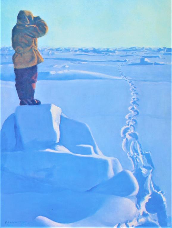 Fred (Frederick) Machetanz (1908 - 2002), polar: Fred (Frederick) Machetanz (1908 - 2002), polar. bear tracking Signed, dated 1986 and numbered 265/950 by artist.. Title: Polar Bear tracks. Medium: Lithograph. Size: 23 X 17.5 in. Signature: SLR. Art