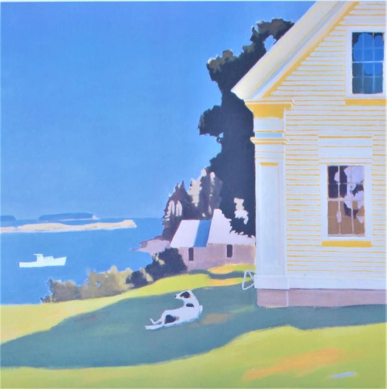 Fairfield Porter, Maine coastal home, print: Fairfield Porter, Maine coastal home, print. FR 32.5 X 32.5. Title: Maine coastal house. Medium: Print. Size: 23 X 23 in. Signature: Unsigned. Artist: Fairfield Porter. Framed. Off Set Litograph