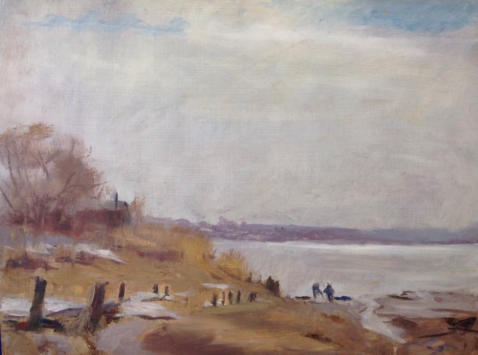 Harry Barton: Harry Barton. Title: Along the river. Medium: Oil on masonite. Size: 12 x 16 in. Signature: Estates stamp on verso. Artist: Harry Barton. Unframed.