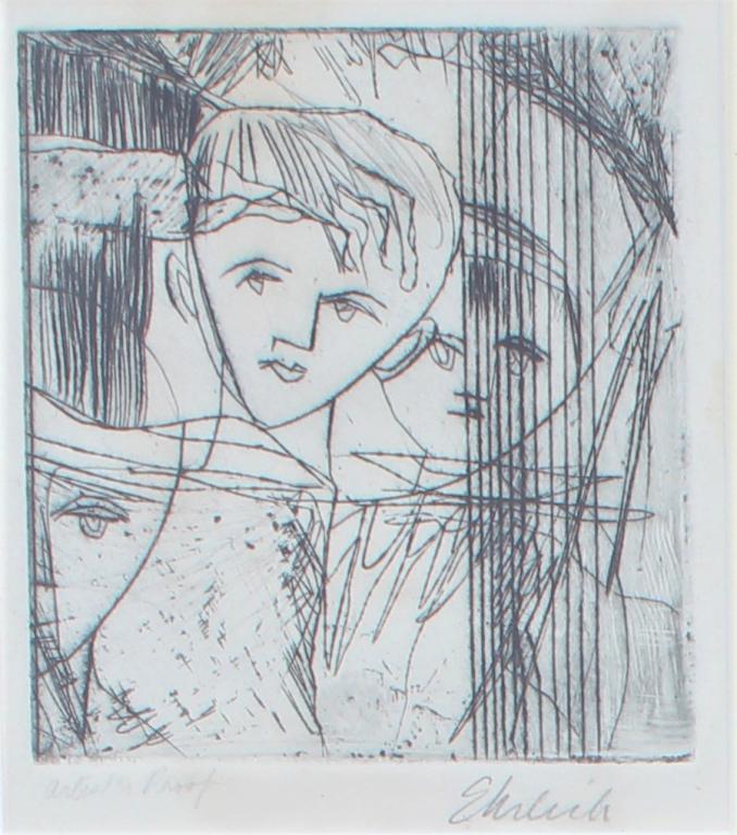 Artist proof, etching, illegible (1 of 4)