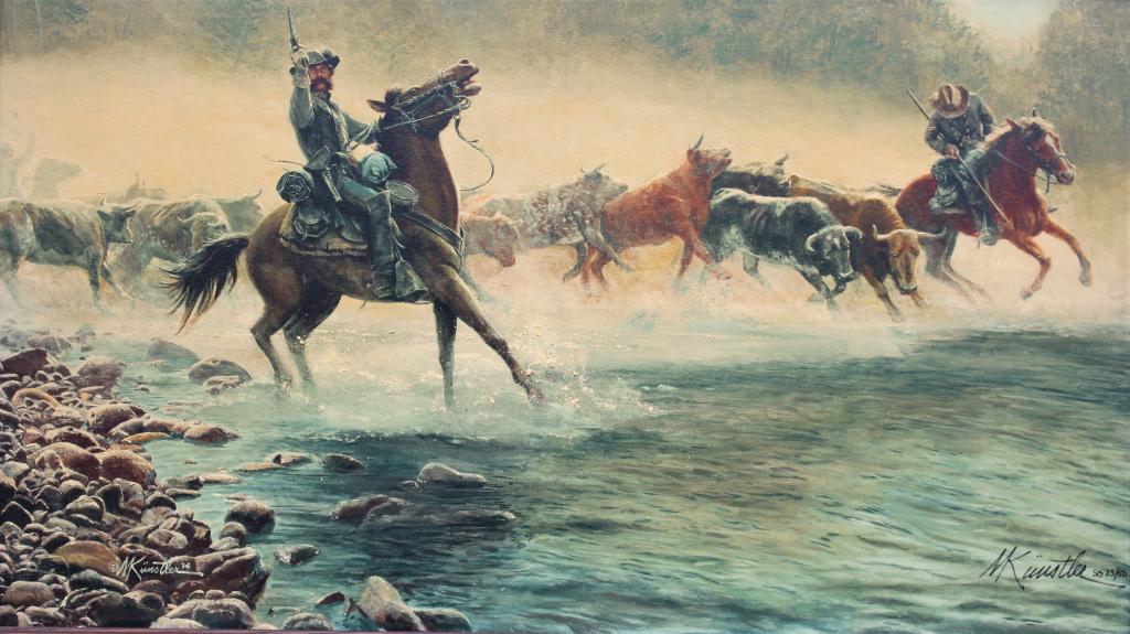 Mort Kunstler (Civil War Artist): Mort Kunstler (Civil War Artist). Title: The Great Beefsteak Raid"". Medium: Print. Signature: SLL. Artist: Mort Kunstler. Framed. Frame size:20.50 x 30.50 in