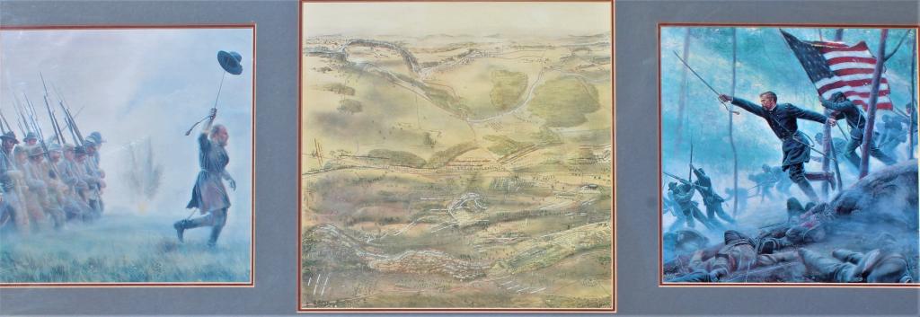 Triptych of Civil War ( Map of Engagements) round top (1 of 4)