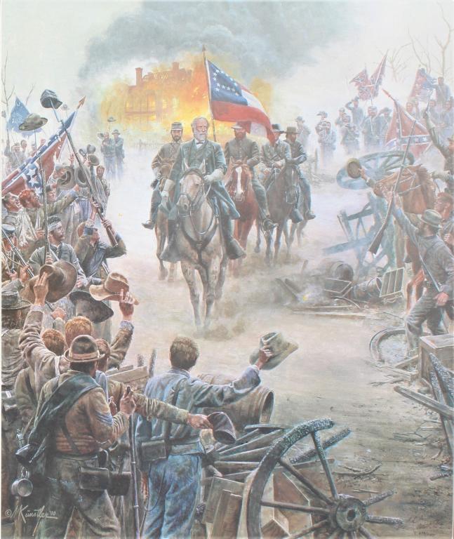 His Supreme Moment ( Lee at Chancellorsville): His Supreme Moment ( Lee at Chancellorsville). Signed date June 9,2001, numbered 233/1150 in Gettysburg by artist Title: 'His Supreme Moment "". Medium: Print. Signature: SLR. Artist: Mort Kunstler. F