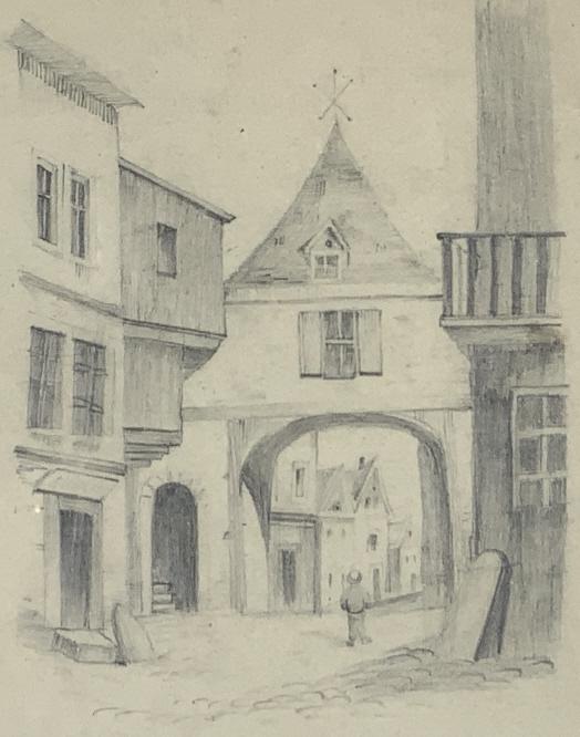 Wagner, 1868, drawing, plus Cork. River: Wagner, 1868, drawing, plus Cork. River. 2 artworks, Drawing by Wagner 1868, and a currier & Ives print of The Cork River, near Glanmire, Cork, Ireland. Frame size: 10.25 x 8.25. Title: European town,