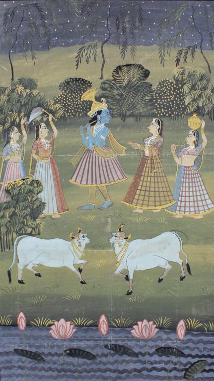 Lord Krishna  with wives and Nandi (1 of 5)