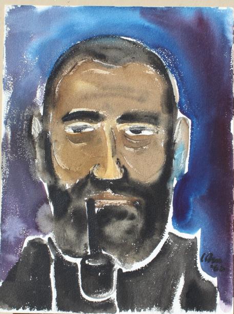 African  American man smoking a pipe (1 of 2)