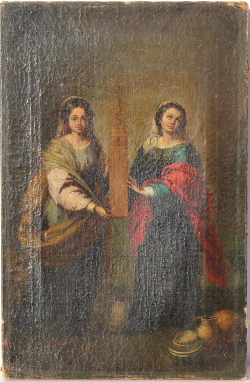 (European, 19th Century) Two Saints holding Tower (1 of 4)