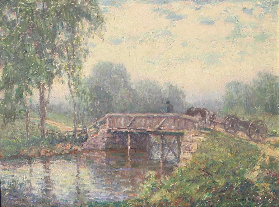 Wilson Henry Irvine, The wooden Bridge: Wilson Henry Irvine. From 1914 to 1917, the artist spent his summers painting at Old Lyme, Connecticut, where he became affiliated with the art colony there, and in 1918, he purchased a home in neighb
