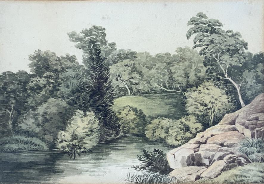 William Reiser, Herberlon , Australia, info on: William Reiser, Herberlon , Australia, info on. William Reiser is known for Painting, Watercolor. . verso Frame size: 13.50 x 16.75, dated 1888 on verso.. Title: Pond in the forest. Medium: Watercolor