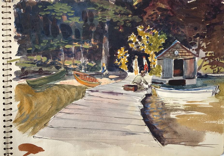 Arthur Cumings, sketch book, 10 watercolors (1 of 14)