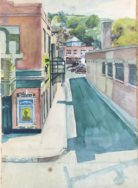 Arthur Cumings, 2 watercolors,  town and beach (1 of 8)