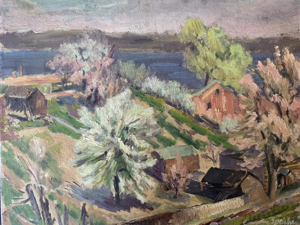 Eugene Edward Speicher: Eugene Edward Speicher. . Title: Landscape. Medium: Oil on Canvas. Size: 16 x 20 in. Signature: SLR. Artist: Eugene Edward Speicher. Unframed.