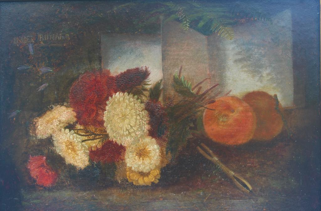 Benoit Bonnard (1821 - 1870): Benoit Bonnard (1821 - 1870). FR: 17 x 23. Title: Still Life. Medium: Oil on Board. Size: 12.5 x 18.25 in. Signature: SUL. Artist: Benoit Bonnard (1821 - 1870). Framed.