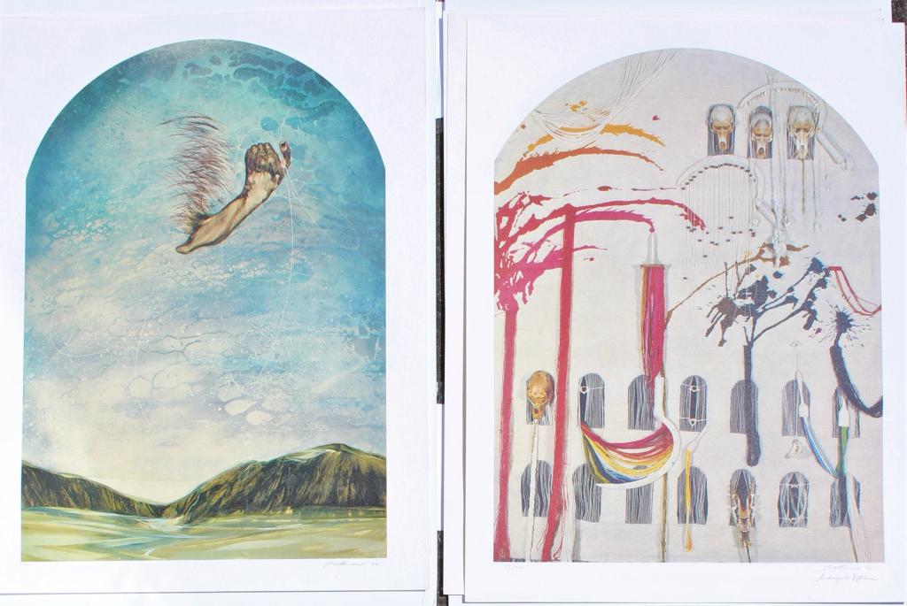 Judith Mason Attwood, Group of 5 silkscreen: Judith Mason Attwood, Group of 5 silkscreen. Monkey Shrine, Numbered 65/200, dated 84, and signed in pencil by artist. Title: Monkey Shrine (1984)"". Medium: Silkscreen. Size: 26 x 19.5 (sheet) in. Si