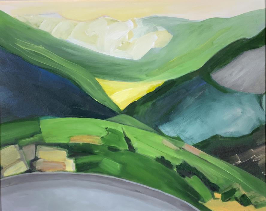 Roseann Mack, Semi abstract scenic: Roseann Mack, Semi abstract scenic. Frame size:: 23 x 27. Title: Scenic abstract. Medium: Oil on Board. Size: 16 x 20 in. Signature: SLR. Artist: Roseann Mack. Framed.