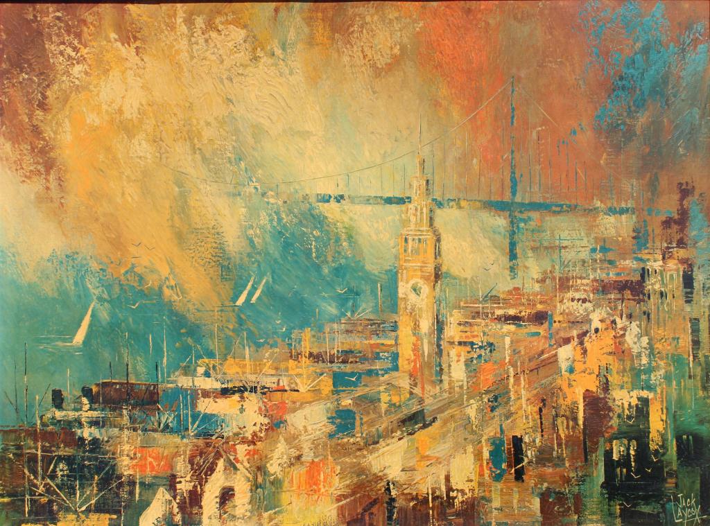JACK LAYCOX Mid-century Abstract City scene (1 of 7)