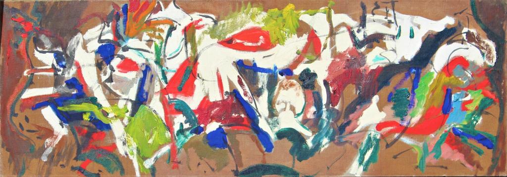 Robert C. Ludwig, Abstract,MCM, 1954.  Dated 53-54. Title: Modern. Medium: Oil on Canvas. Size: 10 x (1 of 3)