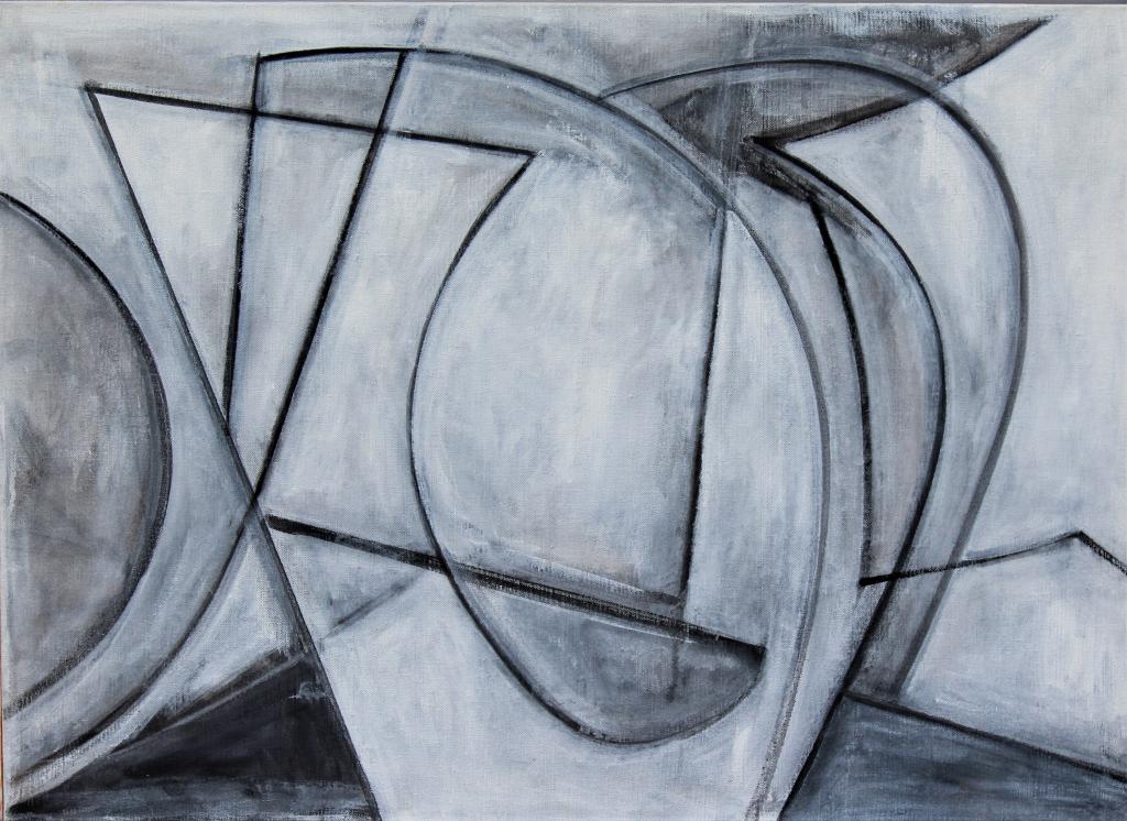Robert C. Ludwig, Abstract, dated 1992.  Dated 12/92. Title: untitled. Medium: Oil on Canvas. Size: (1 of 3)